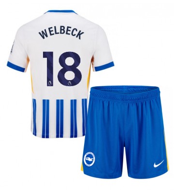 Brighton Danny Welbeck #18 Primera Equipación Niños 2024-25 Manga Corta (+ Pantalones cortos)